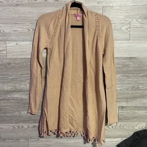 Lilly Pulitzer Beige Fringe Cardigan